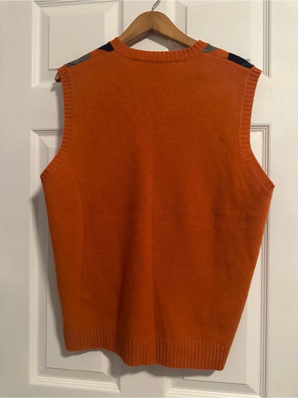 J. Crew Orange, Navy & Gray Argyle V-Neck Sweater Vest - Picture 7 of 7